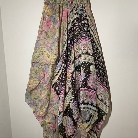 Boho 100% Silk Halterneck High Low Dress Free Size - Picture 4 of 8